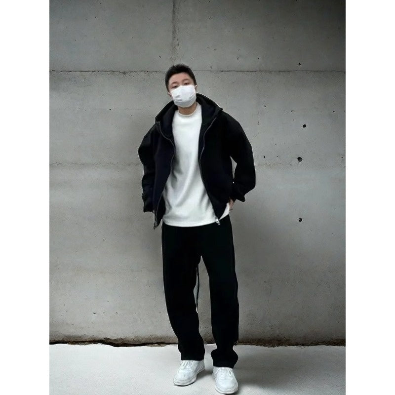 Thickened Casual Sportswear Set For Men Loose Fitting Hooded Jacket And Matching Pantstwo Piece Set