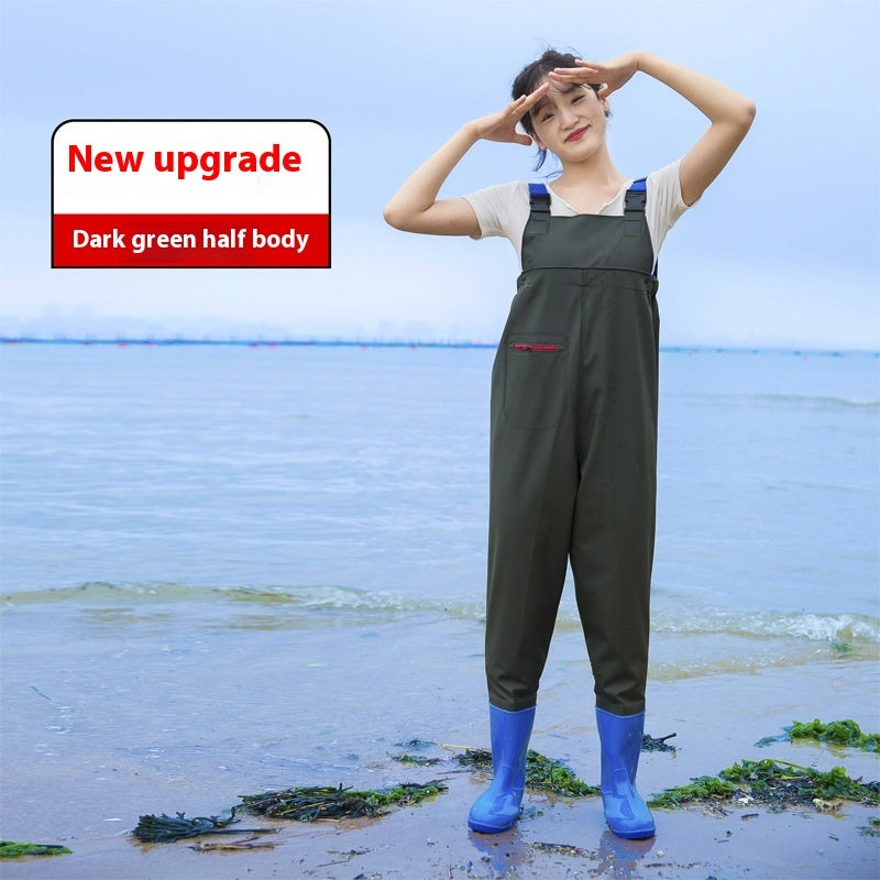 Women's Thick Waterproof One-piece Half Body Rain Pants