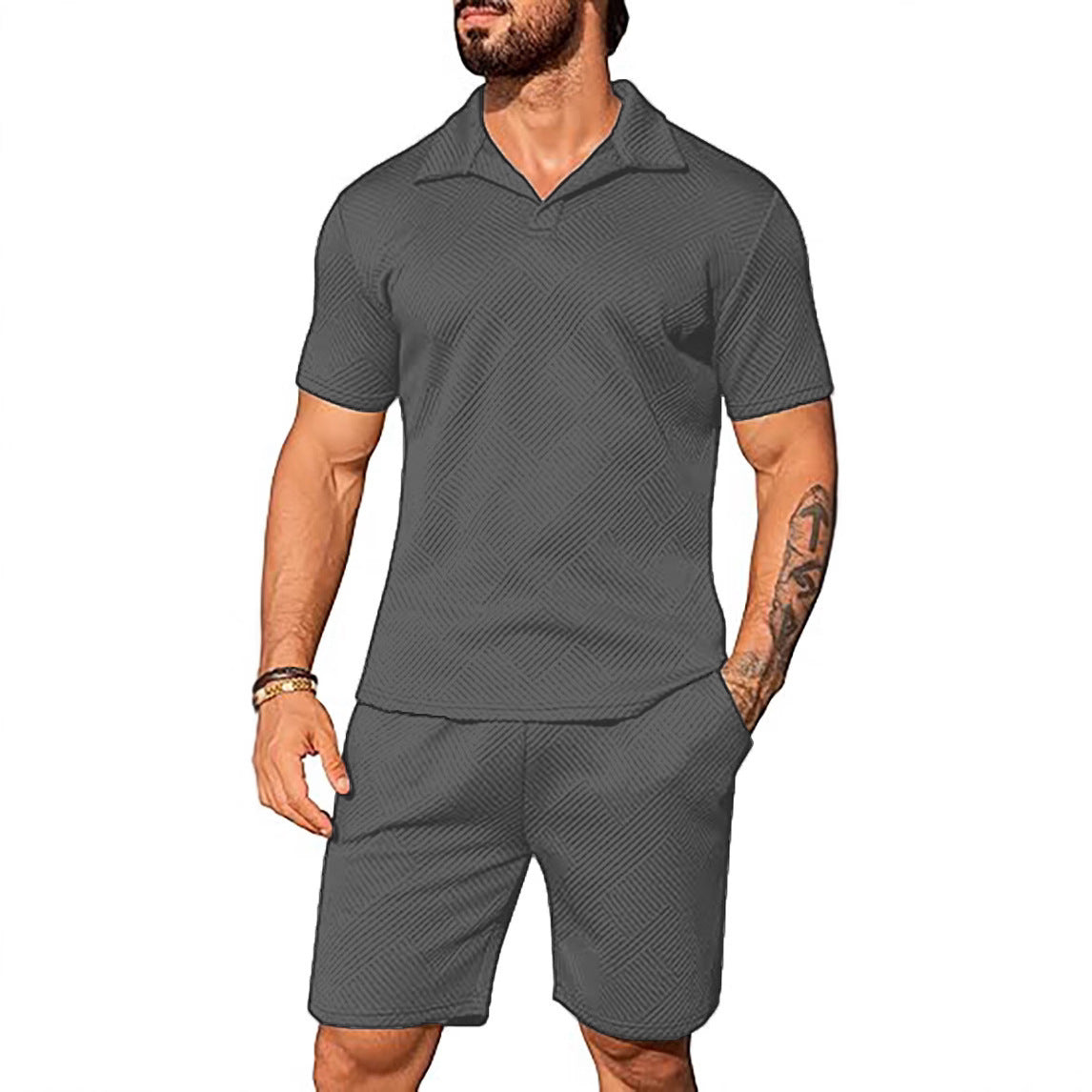 Men's Casual Solid Color Polo Short Oversleeves