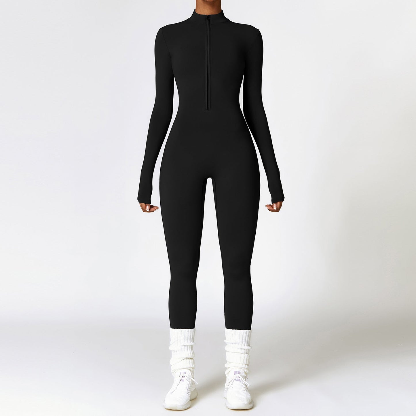 Warm Zipper Long-sleeved Jumpsuit Yoga Fitness Sports Pants Breathable Bodysuit Women's Clothing null