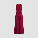 Women's Solid Color Loose Sleeveless Knitted Jumpsuit