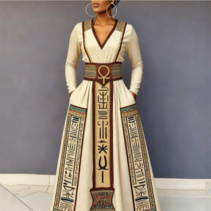 Vestido longo elegante e estiloso com barra rodada para mulheres