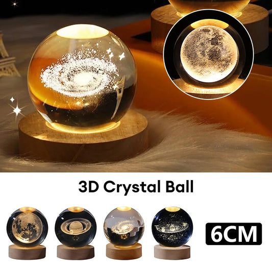 Luminous Starry Sky And Planets Moon Moon Crystal Ball Small Night Lamp Projection Ambience Light Creative Gift New Strange Gift null