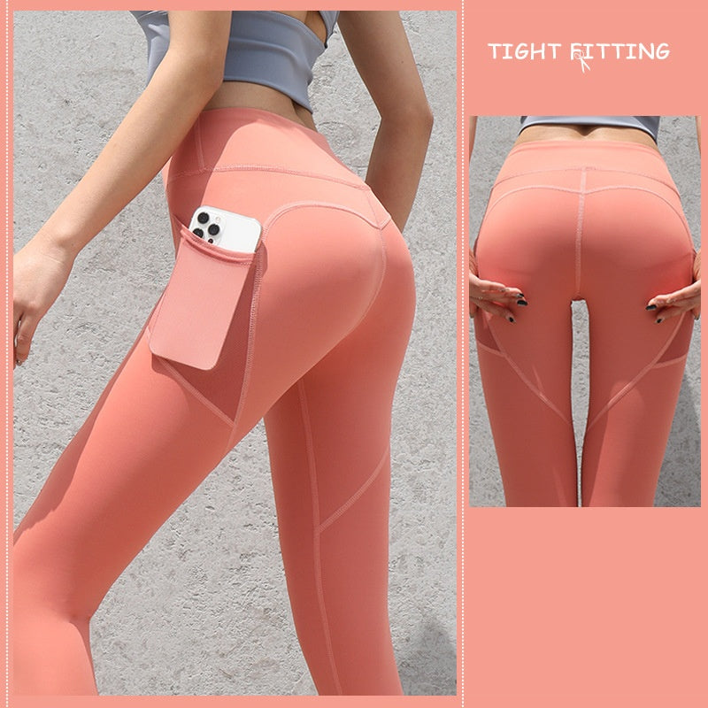 Gym Sport Seamless Leggings With Pockets Push Up High Waist Pants Women Fitness Running Yoga Pants Gym Sport Seamless Leggings null