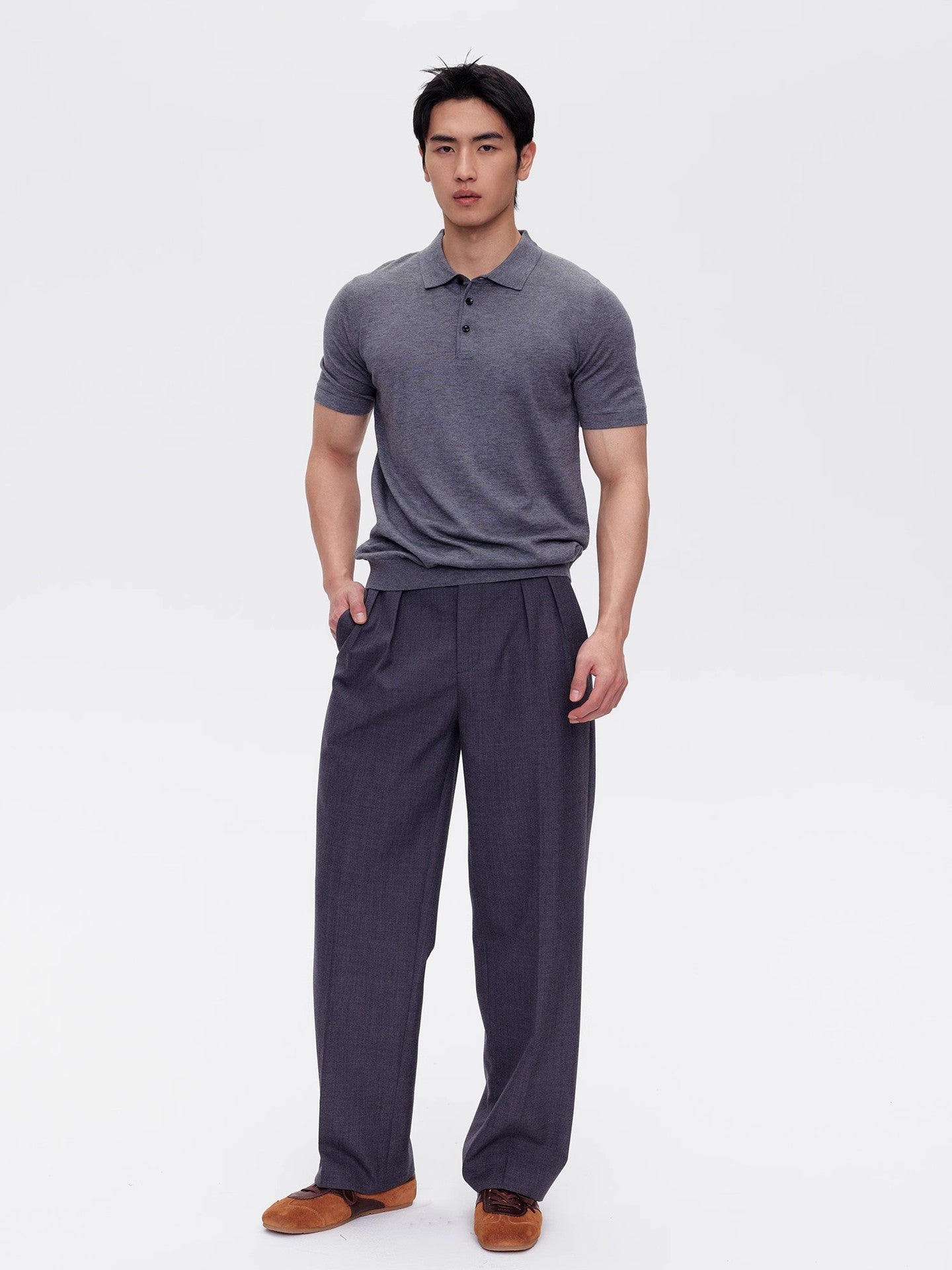 Men's Simple Summer American Casual Polo Collar Knitted Short-sleeved Bottoming Shirt