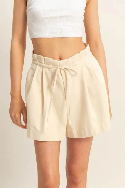 HYFVE High-Waisted Washed Twill Paperbag Shorts - Update Avenue 