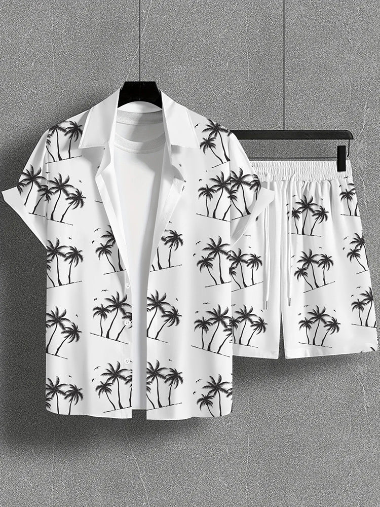 Trendy Wild Printed Men's Simplicity Short Sleeve Shirt Outfit