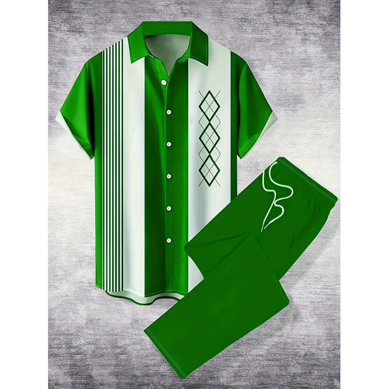 Conjunto Masculino Casual e Estiloso de Camisa de Manga Curta e Calça