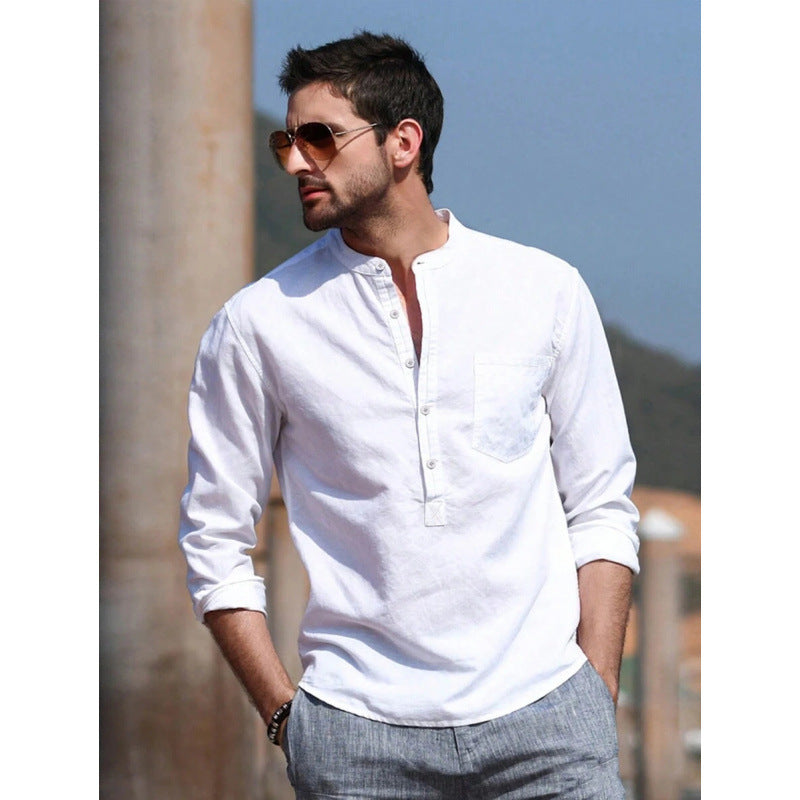 Men's Solid Color Versatile Casual Simple Breathable Long Sleeve