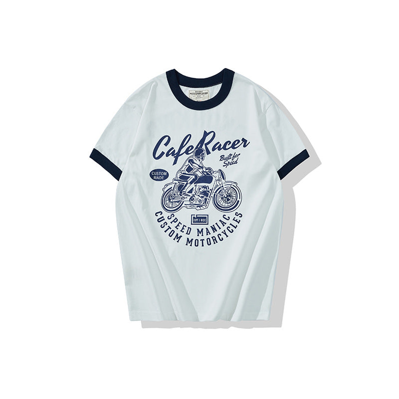 Men's Round Neck Multicolor Collar Short Sleeve T-shirt