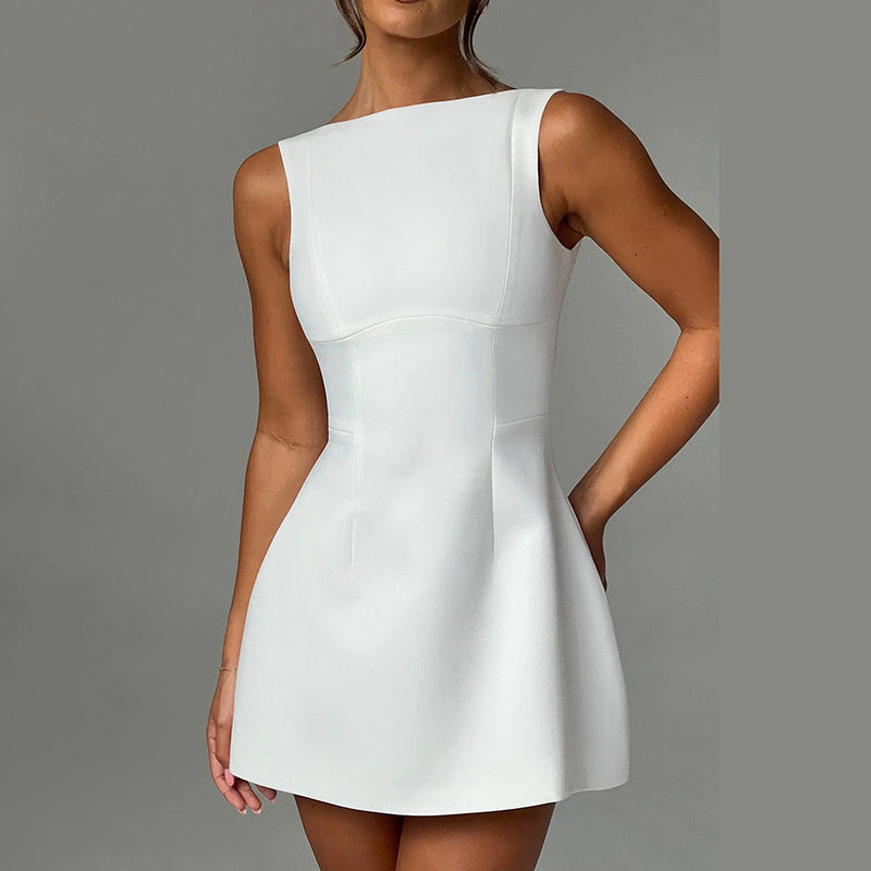 Sexy Slim-fitting Backless Dress Summer Sleeveless Short Dresses.