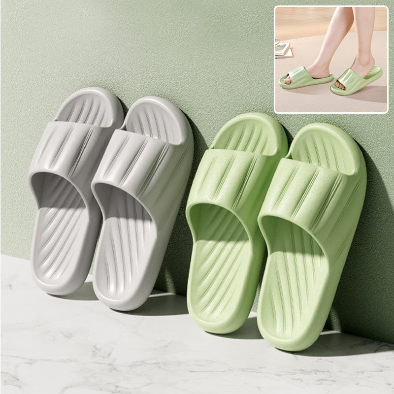 Fashion Solid Color Striped Home Slippers Summer Thick Bottom Non-slip Bathroom Slipper Women Men Couples Shoes null