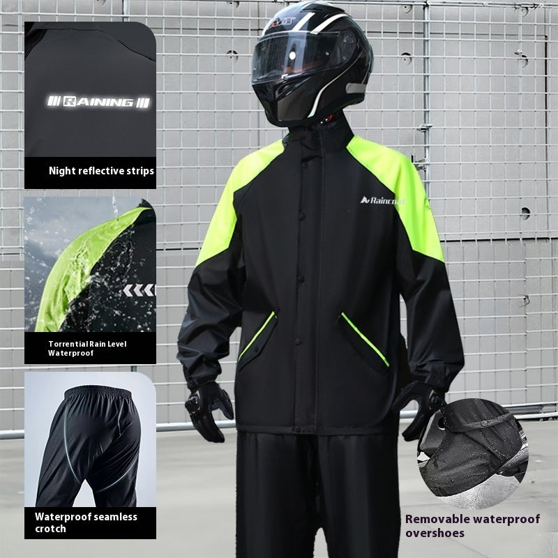 Men's Minimalist Color Blocked Split Motorcycle Raincoat