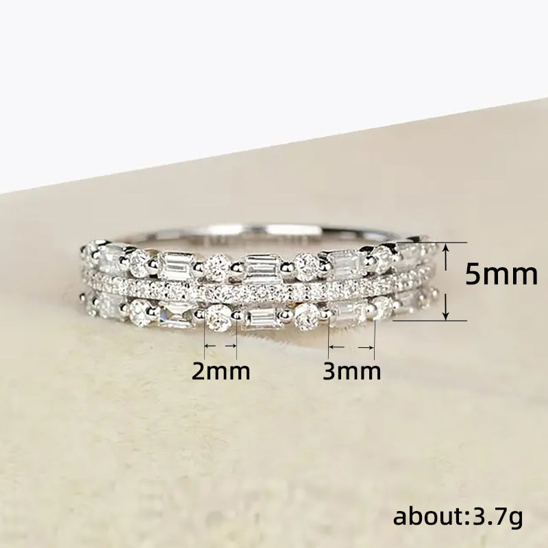 Multilayer Ring Three-layer Fine Circle Line Setting For Women Full Finger Rings Jewelry Gifts null