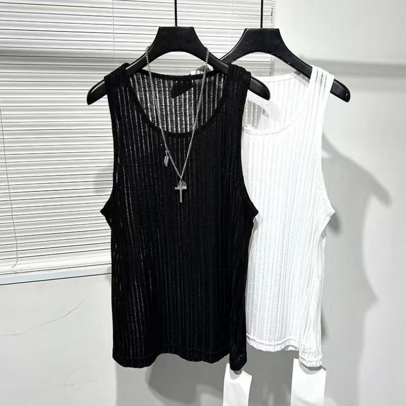 Men's Hollow Out See Through Lightweight T-shirt Vest