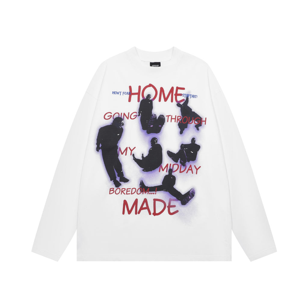 Men's American-style Printed Long-sleeved T-shirt