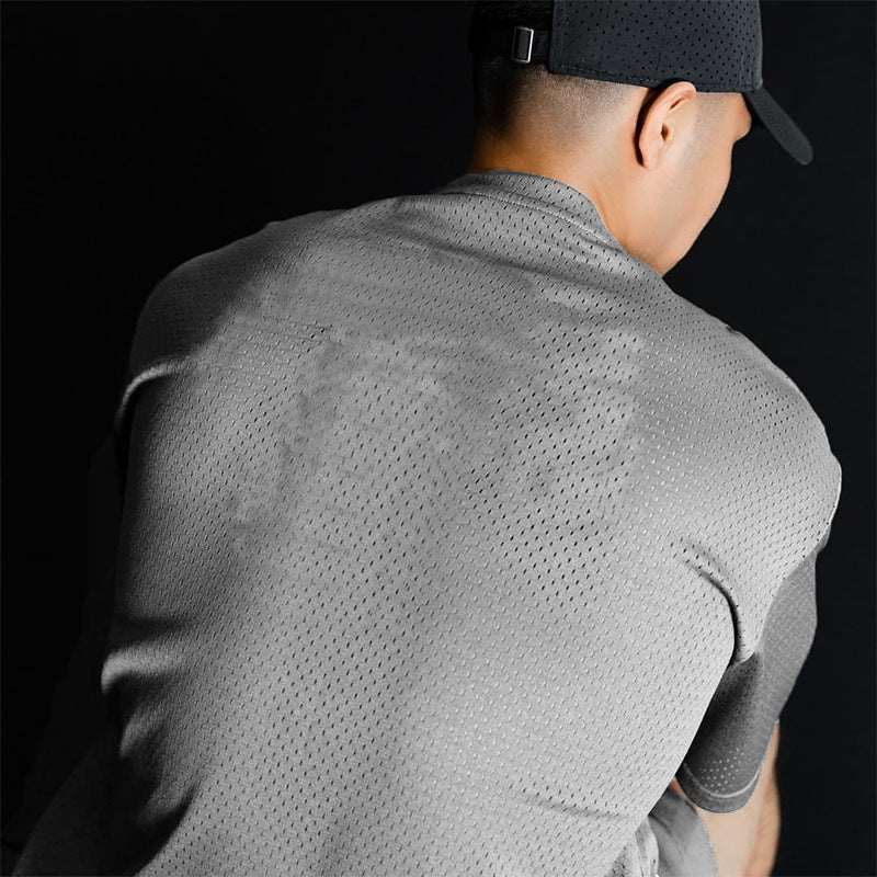 Fitness Muscle Men's Gym Mesh Breathable Short Sleeve null