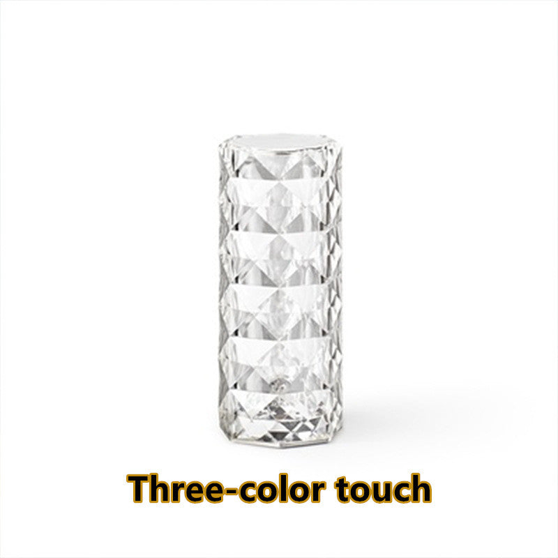 Nordic Crystal Lamp USB Table Lamps Bedroom Touch Dimming Atmosphere Diamond Night Light Rose Projector Lamp Decor null