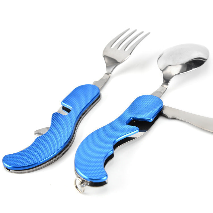 Outdoor Camping Multifunctional Dining Knife Folding Knife, Fork And Spoon null