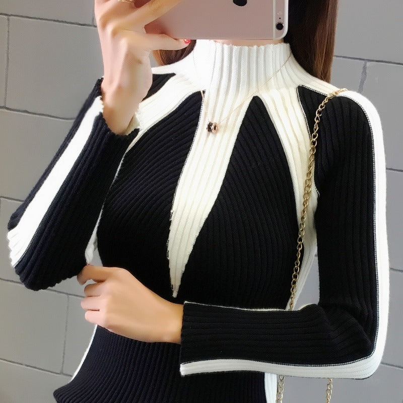 Women's Color Matching Long-sleeved Pullover Sweater null