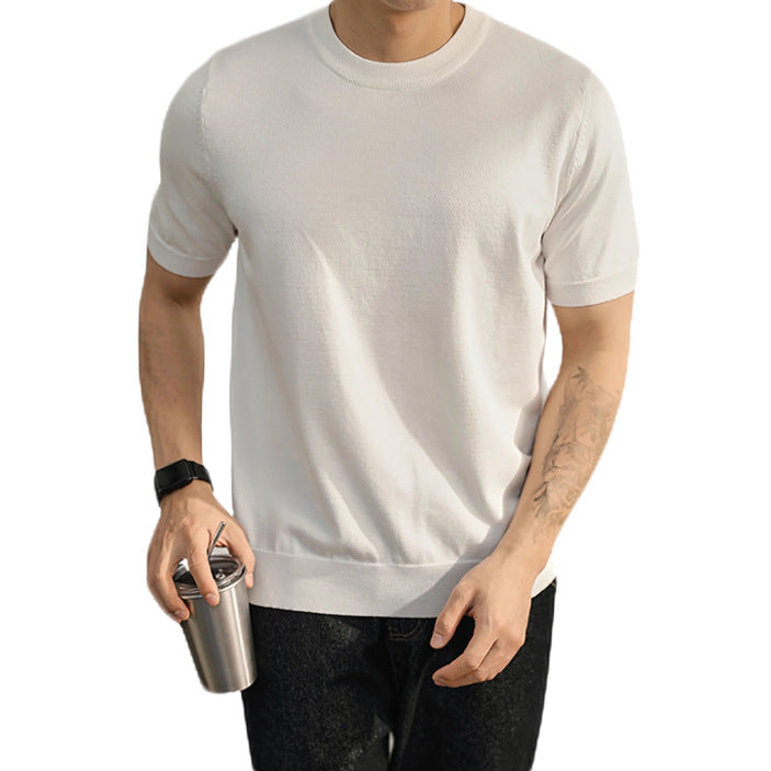 Plus Size Short-sleeved Sweater Men's Lightly Mature Casual
