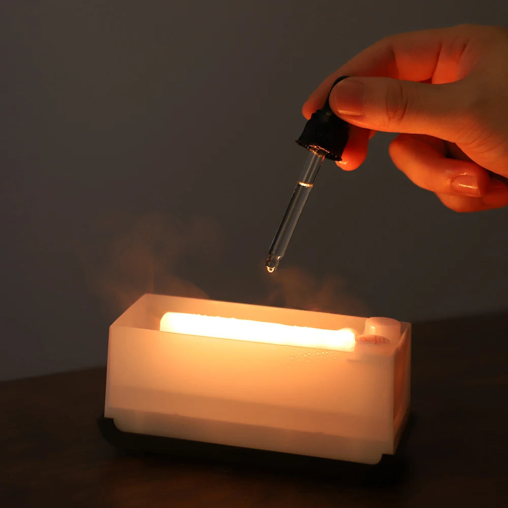 Simulation Flame Aromatherapy Machine Mini Air Humidifier Portable Aromatherapy Machine, Flame Diffuser Humidifier USB Essential Oil Aromatherapy Atmosphere Lamp Household Humidifier null