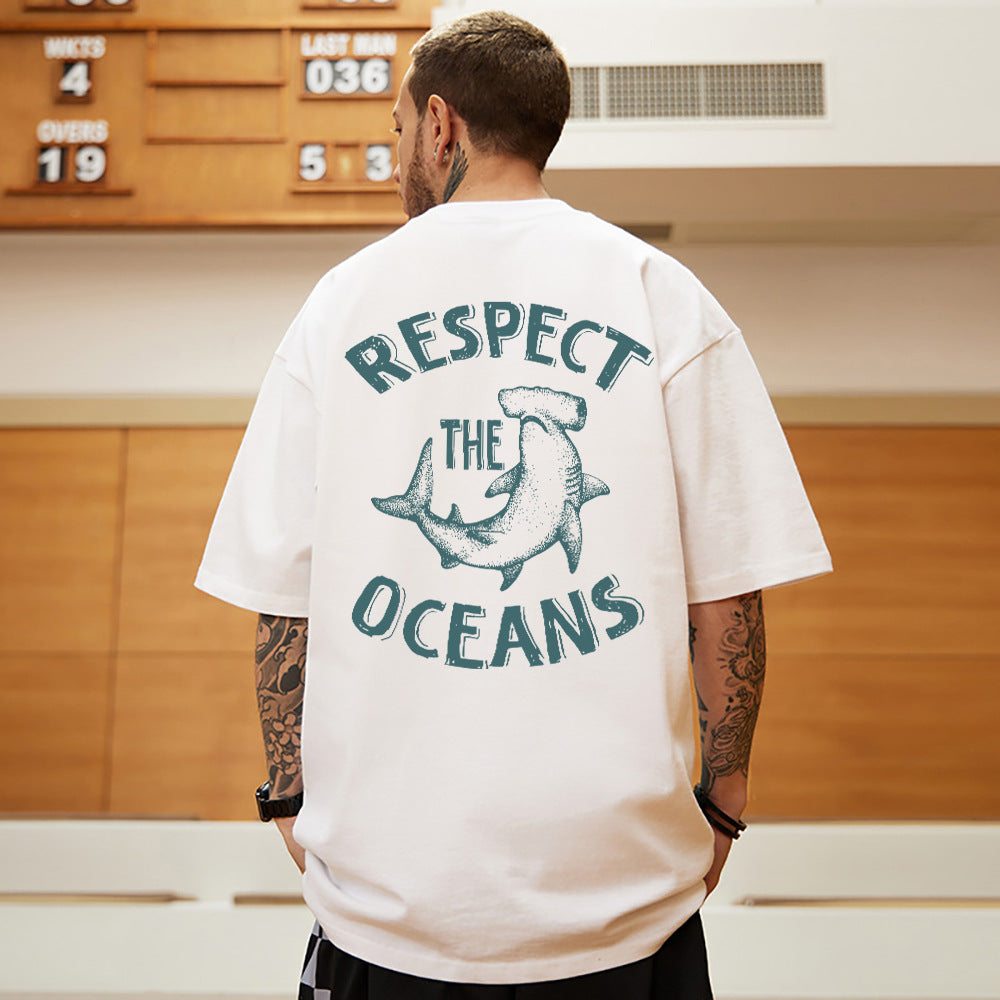 European Size Pure Cotton Respect Marine Printing Men