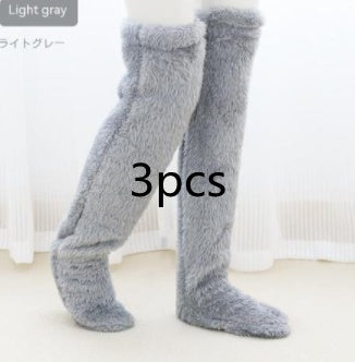 Over Knee High Fuzzy Long Socks Winter Warm Cold Leg Knee Joint Cold-proof Stockings Home Floor Sleeping Socks null