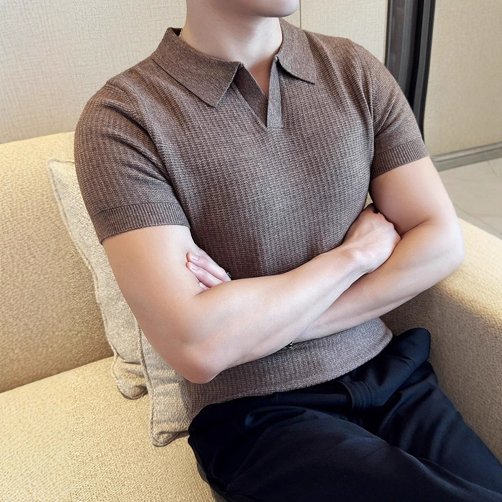 Fashion Summer Thin Knitted Polo Shirt For Men