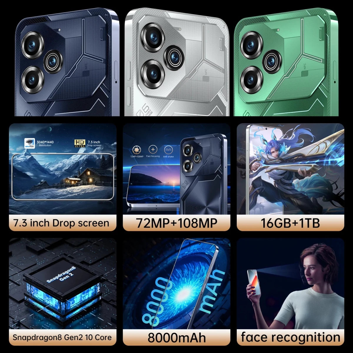 7.3Inch 16GB+1TB Original Pova 6 Pro 8000 MAh Phone Android 13.0 Mobile Phone 5G Smartphone Black 7.3Inch 16GB+1TB Original Pova 6 Pro 8000 MAh Phone Android 13.0 Mobile Phone 5G Smartphone - shop_name