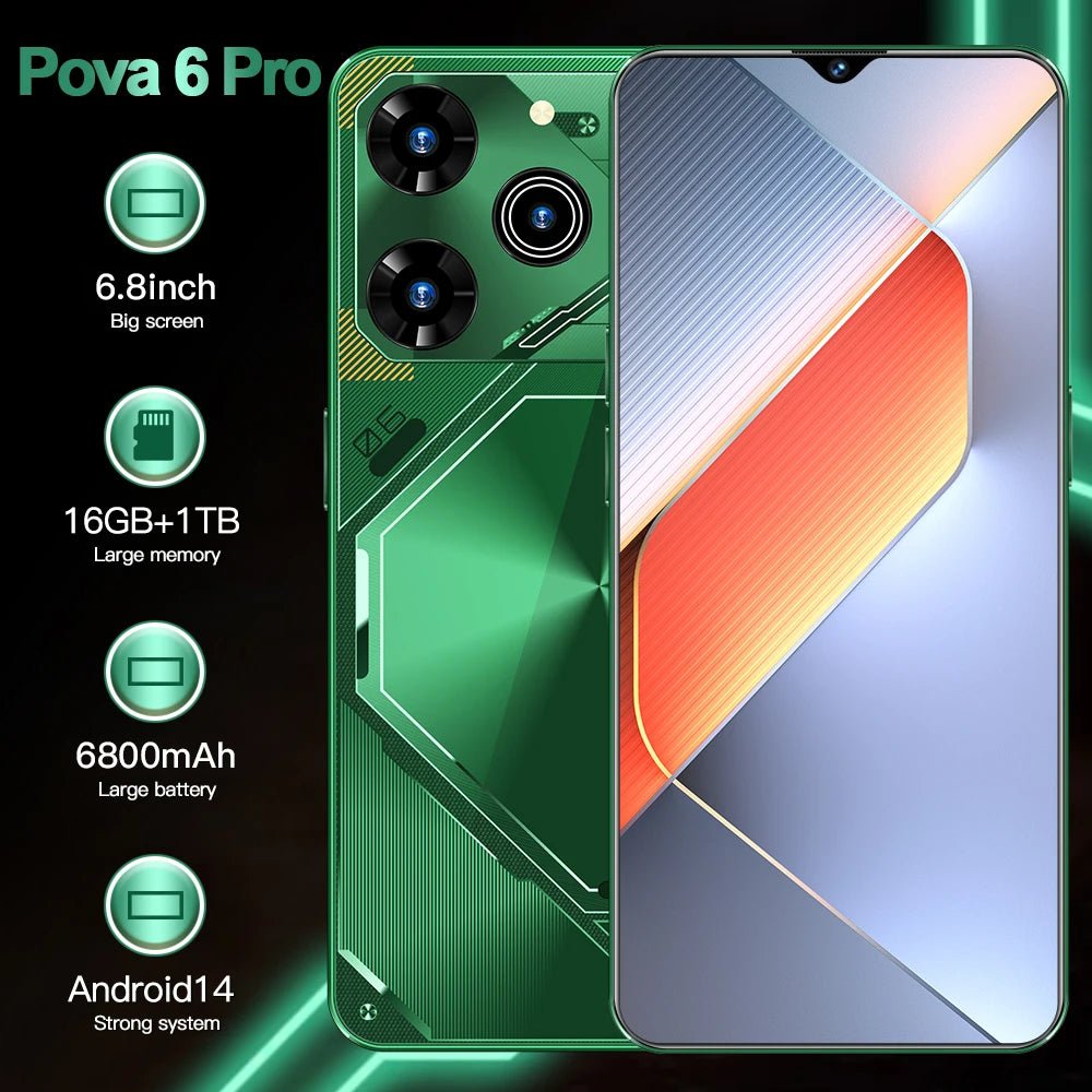 7.3Inch 16GB+1TB Original Pova 6 Pro 8000 MAh Phone Android 13.0 Mobile Phone 5G Smartphone Green 7.3Inch 16GB+1TB Original Pova 6 Pro 8000 MAh Phone Android 13.0 Mobile Phone 5G Smartphone - shop_name