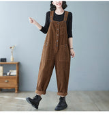 Retro Lazy Corduroy Overalls
