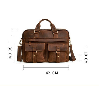 Genuine men''s bags retro men''s business bags briefcase cowhide oblique Bag 15.6 inch Laptop Bag null