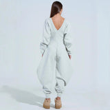 Sexy Long-sleeve Bodycon Jumpsuit With A Tight-fitting V-neck