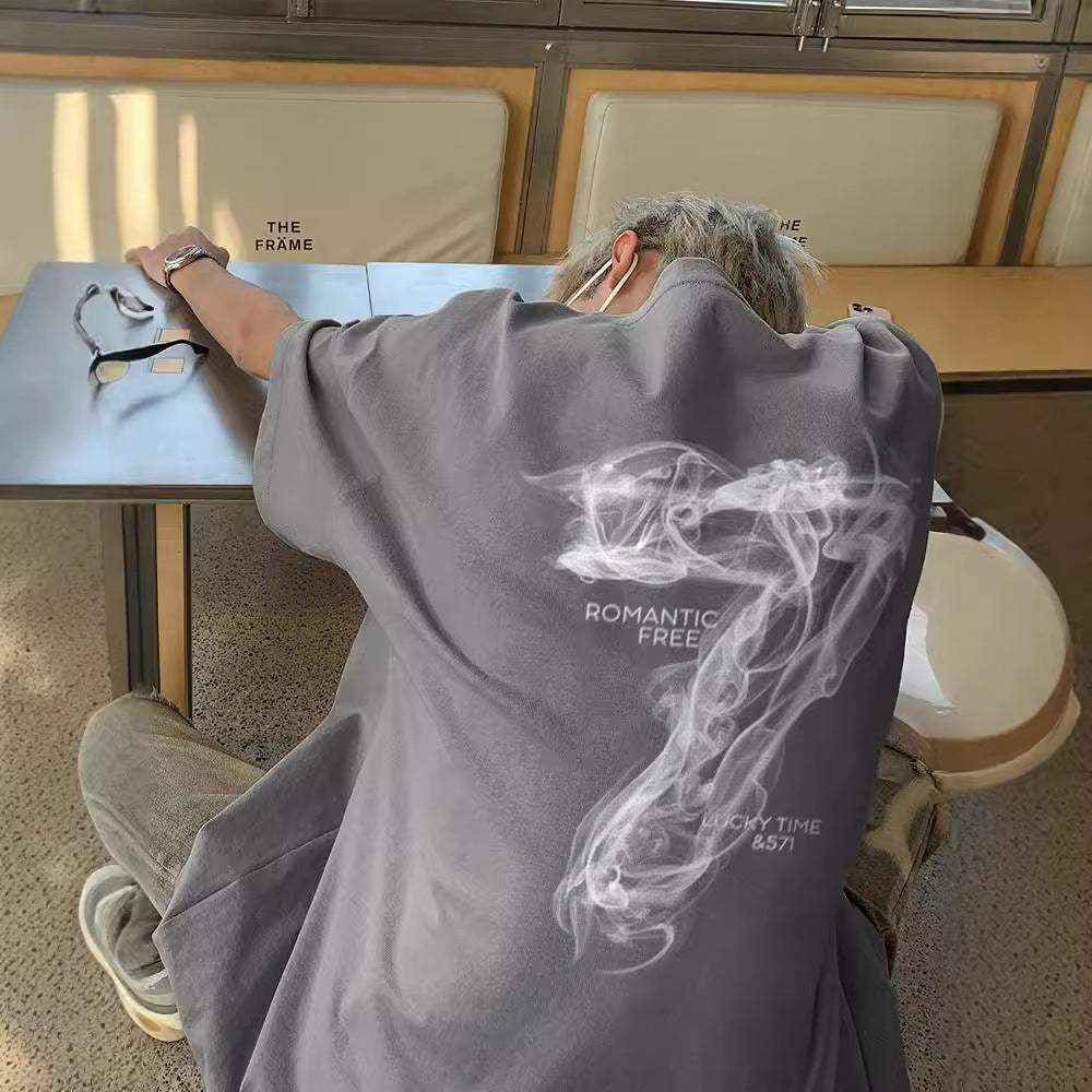 Heavy Cotton Short Sleeve T-shirt Men's Summer Trendy Half Sleeve