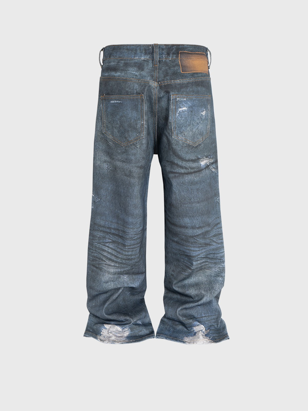 Men's And Women's Straight Worn Looking Washed-out Trousers