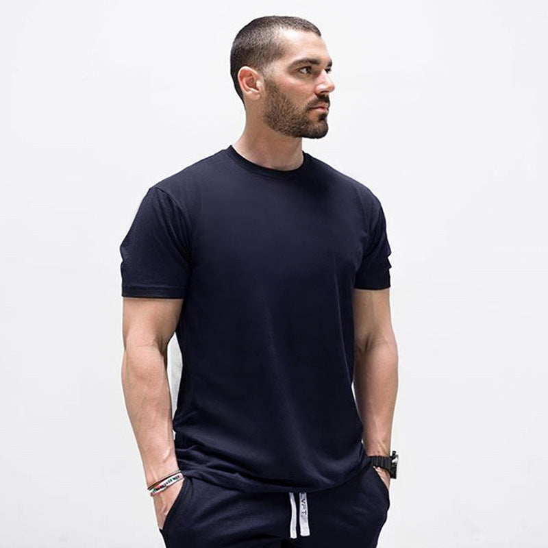 Solid Color Fitness Men's Round Neck Sports Short Sleeve