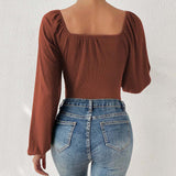 Chanel-style Square Neck Long-sleeved Jumpsuit For Women Comfortable For Autumn And Winter Wear