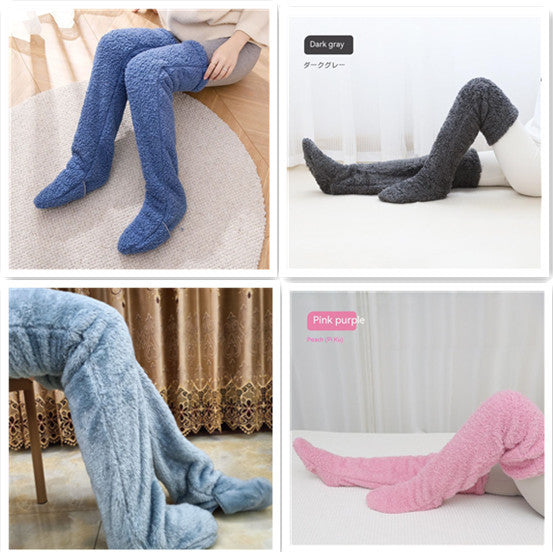 Over Knee High Fuzzy Long Socks Winter Warm Cold Leg Knee Joint Cold-proof Stockings Home Floor Sleeping Socks null