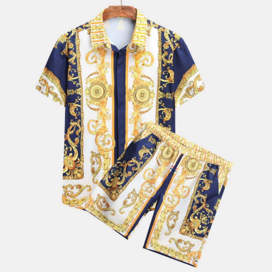 Men's 3D Digital Printing Fashion Shirt Slim-fit Short-sleeved Shirt