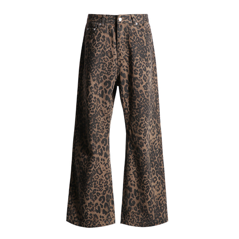 Leopard Jeans Wide Leg Loose Women null