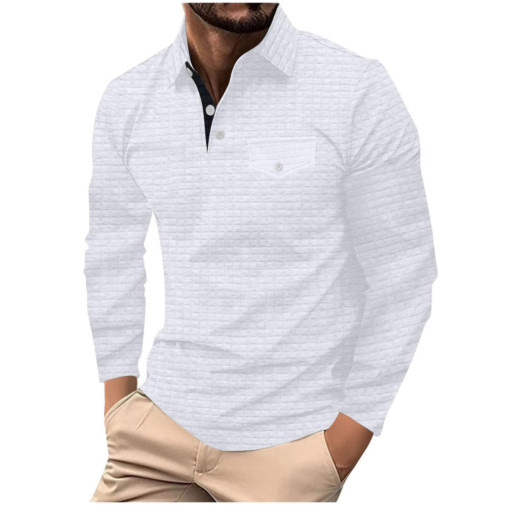 Men's Long Sleeve Plaid Polo Shirt