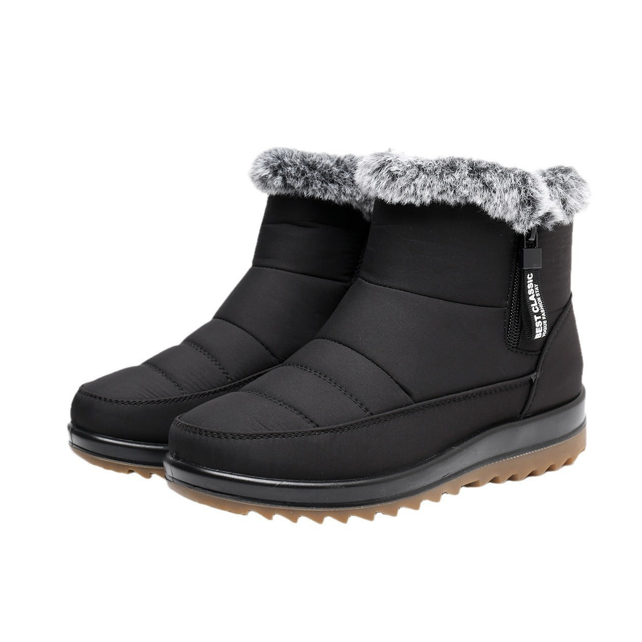 Winter Snow Boot With Side Zipper Fashion Warm Plush Ankle Boots Women's Fleece Short Shoes null