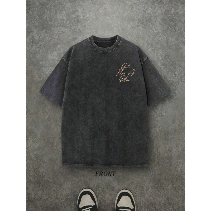 Vintage Washed Double-sided Printed T-shirt