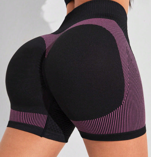 Women's Fashion Seamless Peach Tight High Waist Sports And Fitness Shorts null