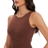 Shaping Tight Belly Trimming Vest Solid Color Round Neck Jumpsuit