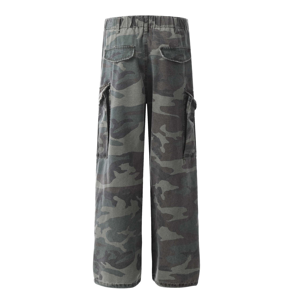 American Retro Mechanical Pleated Multi-pocket Camouflage Denim Men's And Women's Work Clothes