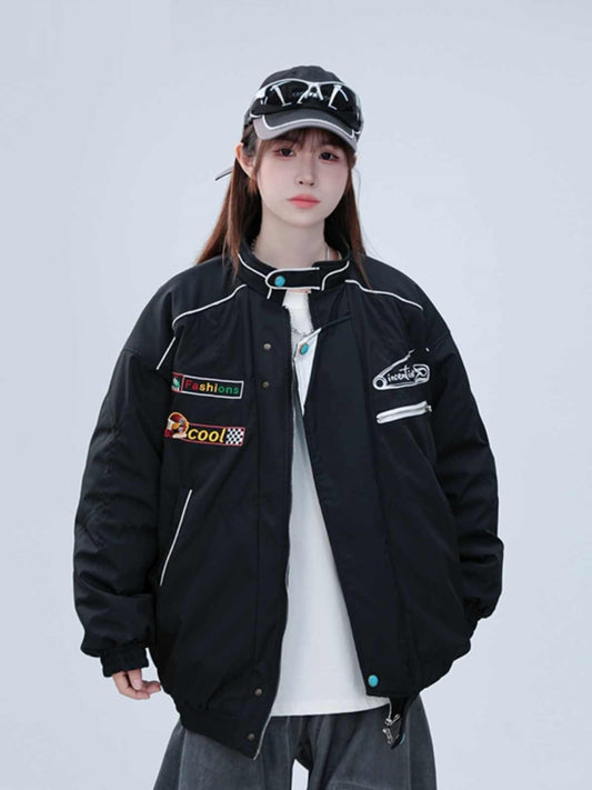 Thickening Embroidery Cotton Coat Winter Trendy Men And Women Couple Cotton-padded Clothes Coat null