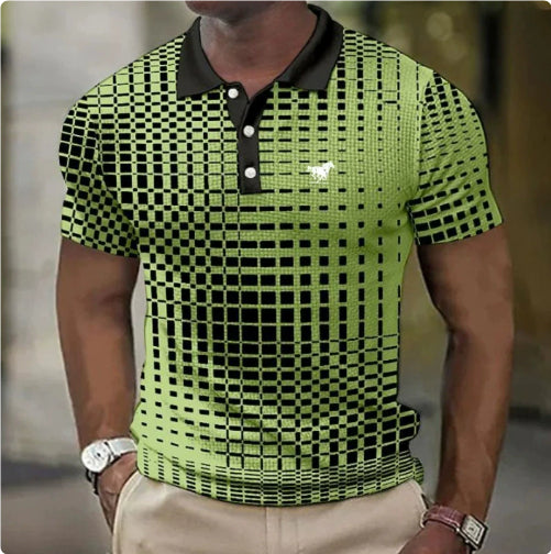 Men's Short-sleeved Polo Shirt Plaid Bat Pattern