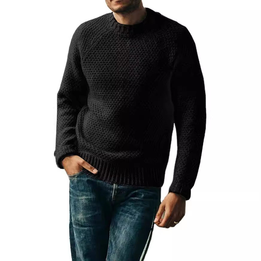 Men's Pullover Sweater Winter Casual Solid Color Round Neck Knitted Top Clothing null